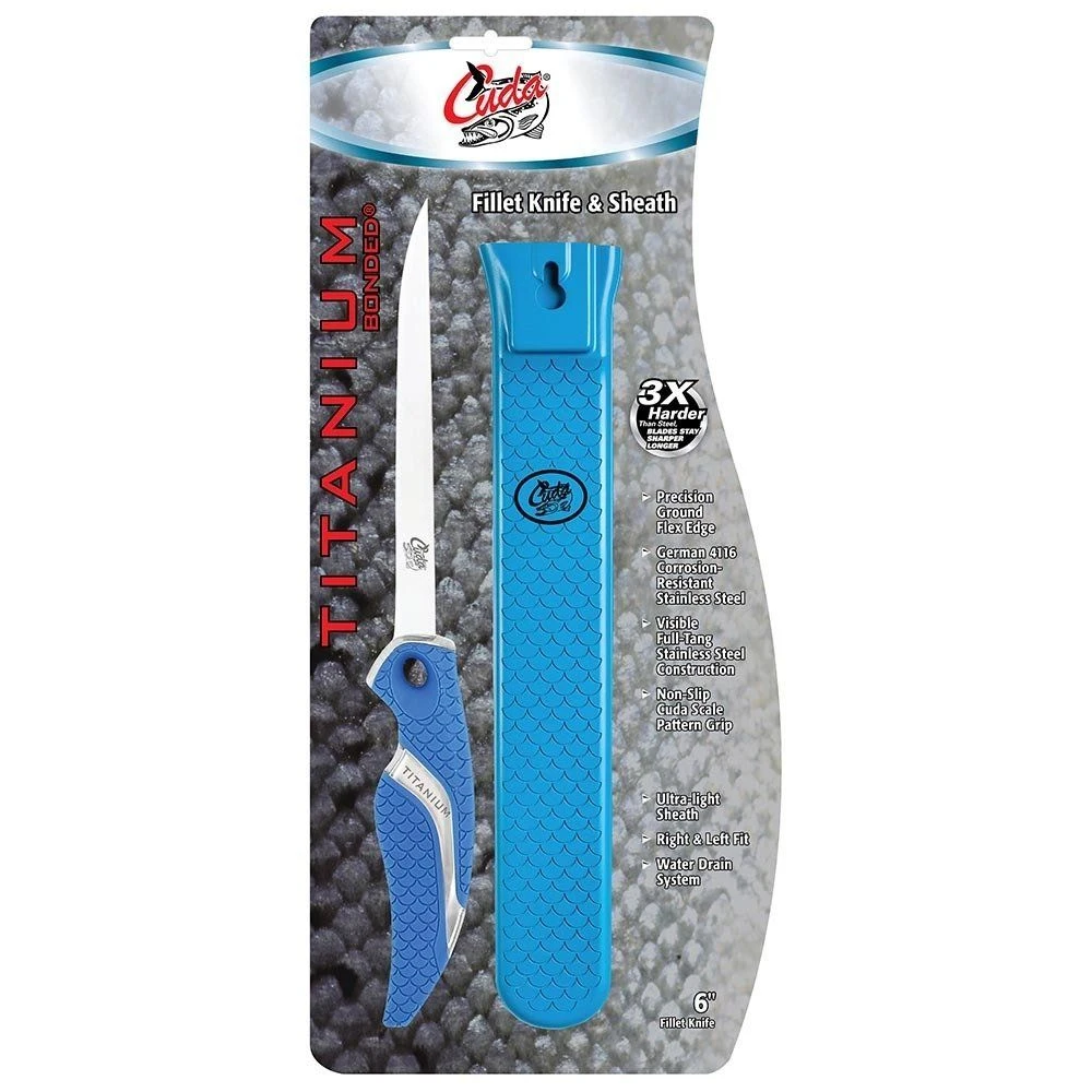Cuda Titanium Bonded 6" Fillet Knife & Sheath - Image 2